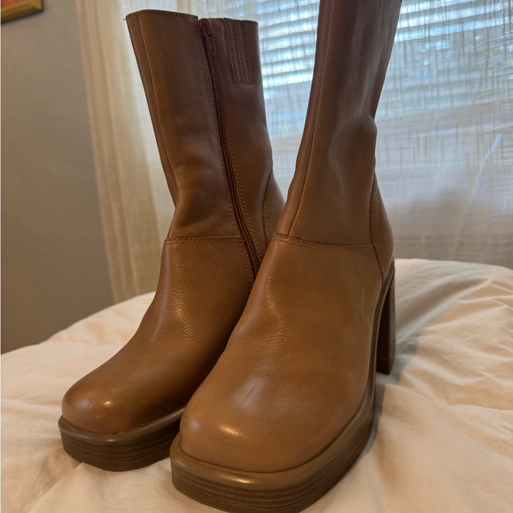 90’s Vintage Chunky Mid Calve Steve Madden Leather Boots - Picture 5 of 8